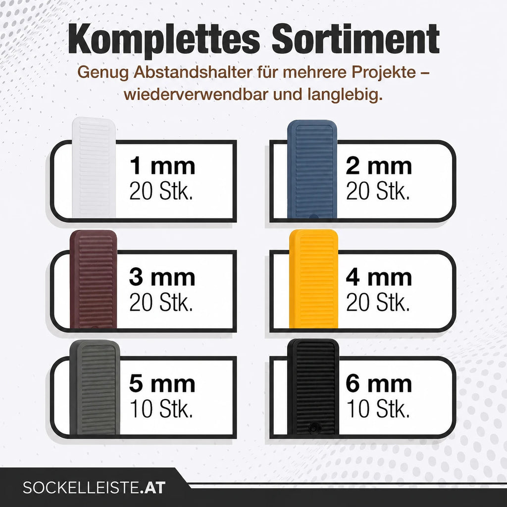 Beilagplättchen für die Sockelleisten-Montage