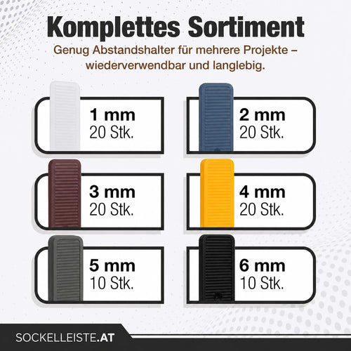 Beilagplättchen für die Sockelleisten-Montage